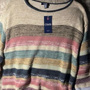 NWT Chaps 3X Knit Sweater Side Button Detail Ralph Lauren Classic Prep Style